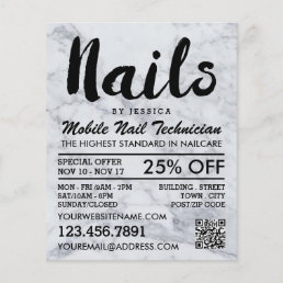 Trendy Modern Marble Nail Technician, Nail Salon Flyer