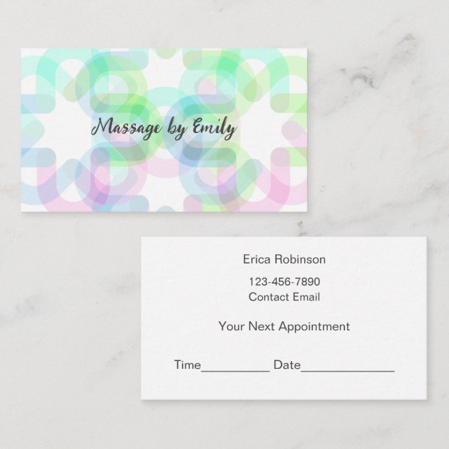 Trendy Modern Massage Appointment Business Cards  (Front/Back)