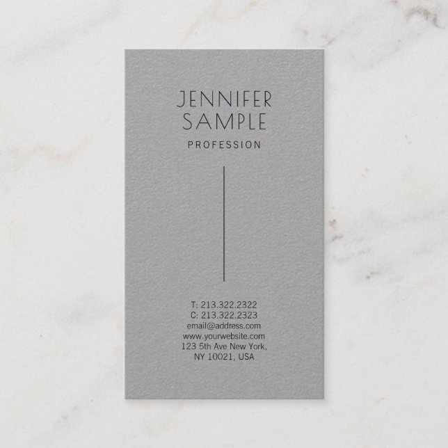 Trendy  Modern Minimal Elegant Premium Grey Business Card (Front)