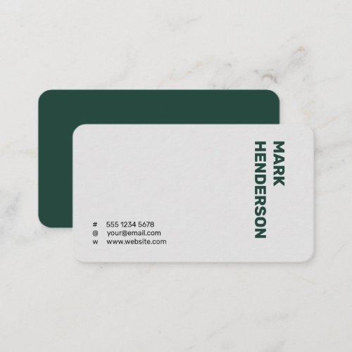 Trendy Modern Minimal Emerald Green Business Card