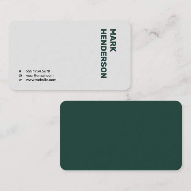 Trendy Modern Minimal Emerald Green Business Card (Front/Back)
