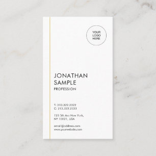 Trendy Modern Minimal Template Gold White Vertical Business Card