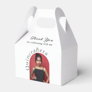 Trendy Modern Minimalist Arched Photo Quinceanera Favor Boxes