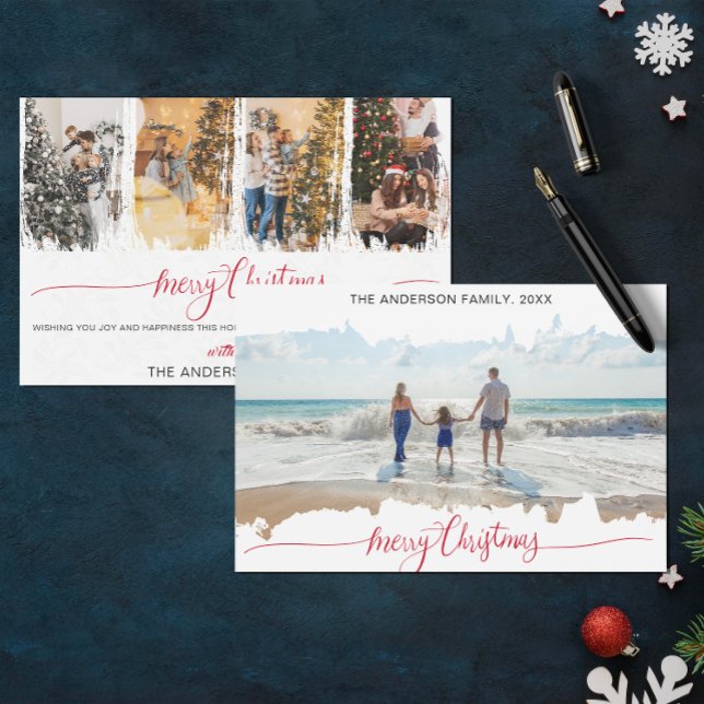 Trendy Modern Minimalist Christmas Collage Photo  Invitation (Creator Uploaded)