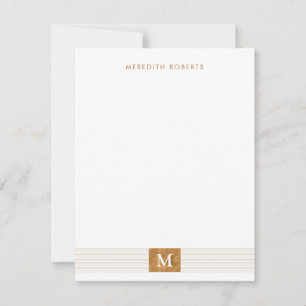 Trendy Modern Minimalist Copper Foil Monogram Note Card
