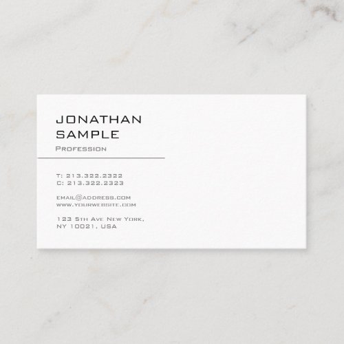 Trendy Modern Minimalist Design Elegant Plain Business Card