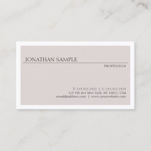 Trendy Modern Minimalist Design Elegant Template Business Card