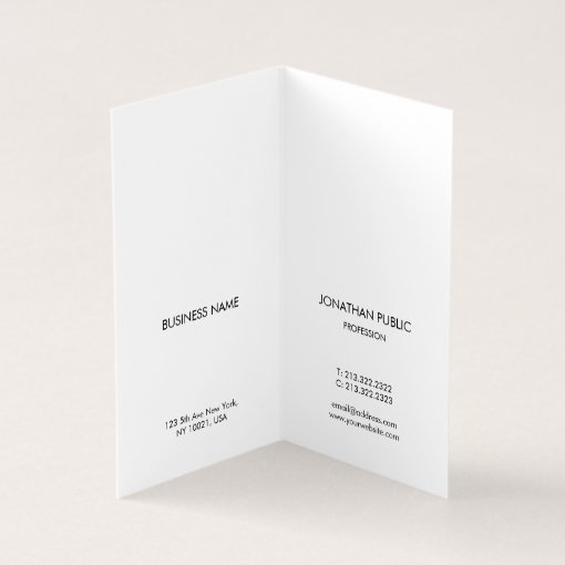 Trendy Modern Minimalist Elegant Clean Folded Business Card | Zazzle