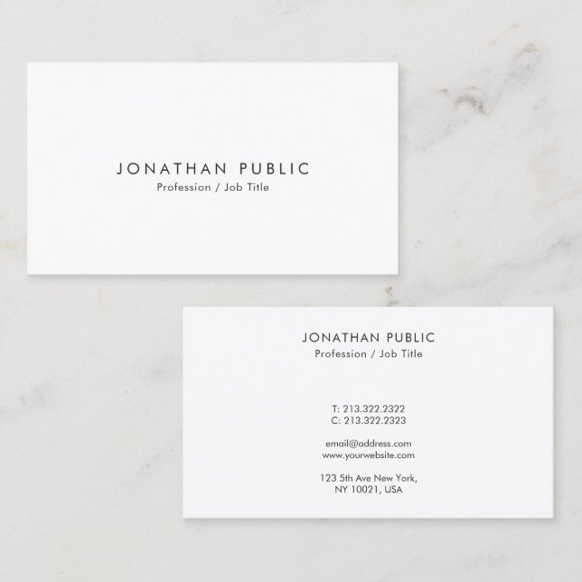 Trendy Modern Minimalist Elegant Create Your Own Business Card (Front/Back)
