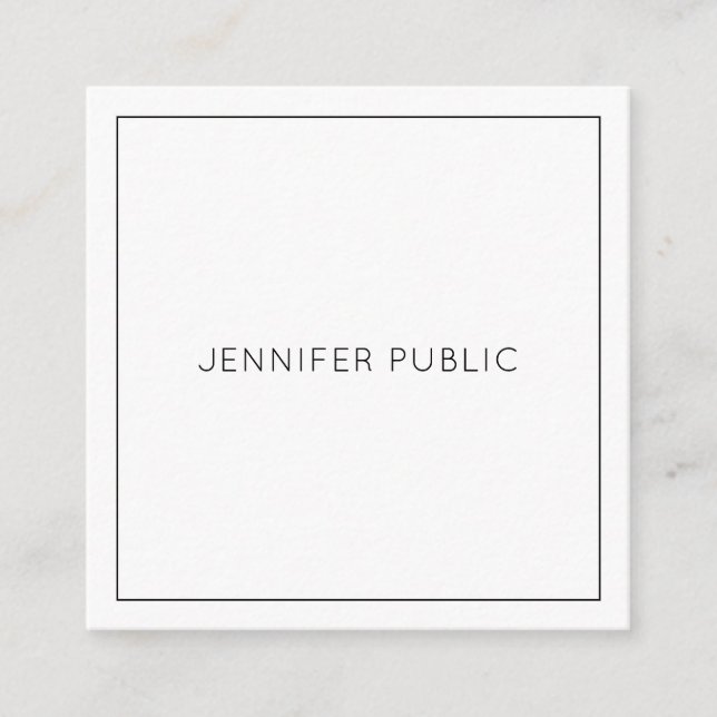 Trendy Modern Minimalist Elegant Template Square Business Card (Front)
