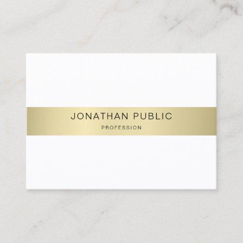 Trendy Modern Minimalist Gold White Elegant Simple Business Card