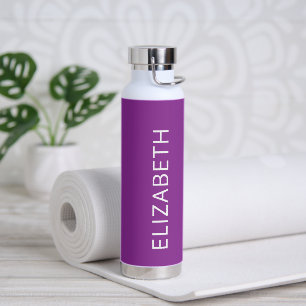 Trendy Modern Minimalist Magenta Personalized Name Water Bottle