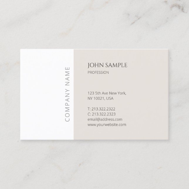 Trendy Modern Minimalist Professional Elegant Cool Business Card (Front)