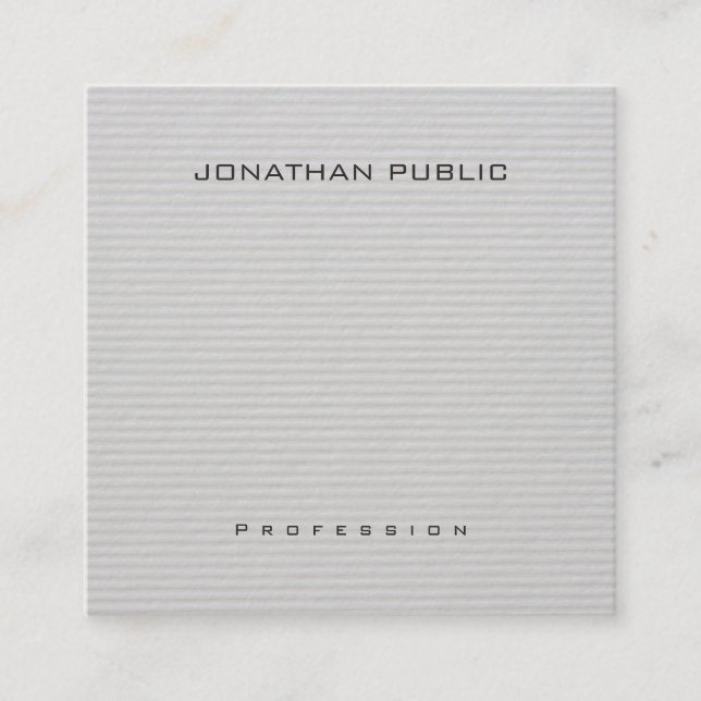 Trendy Modern Minimalist Professional Elegant Square Business Card (Front)