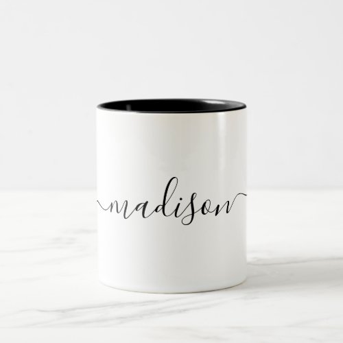 Trendy Modern Minimalist Script Name Two_Tone Coffee Mug