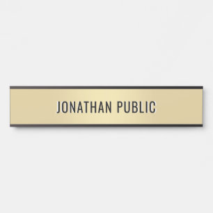 Trendy Modern Minimalist Template Elegant Gold Door Sign