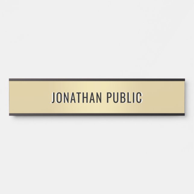 Trendy Modern Minimalist Template Elegant Gold Door Sign (Front)