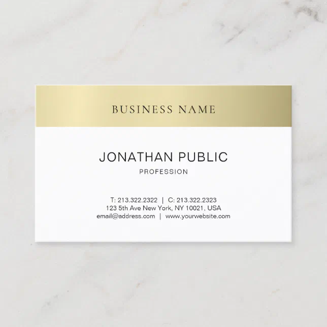 Trendy Modern Minimalistic Plain Gold Look Elegant Business Card | Zazzle