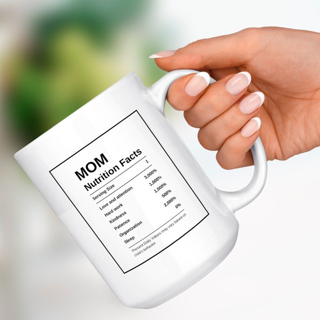Trendy Modern Mom Nutrition Facts Black And White  Coffee Mug (Creator Uploaded)