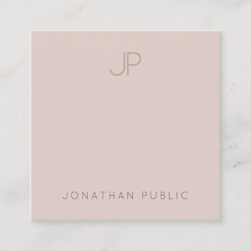 Trendy Modern Monogram Elegant Clean Template Luxe Square Business Card