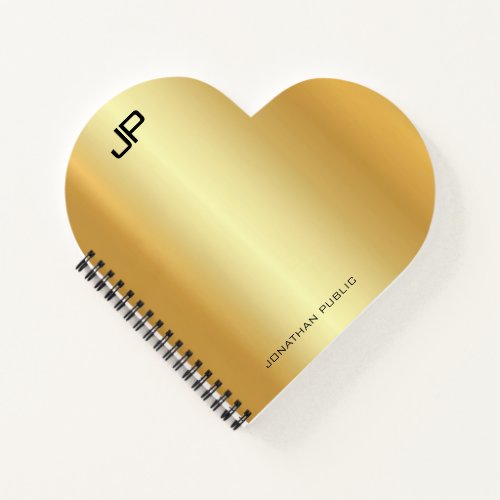 Trendy Modern Monogram Elegant Gold Template Notebook