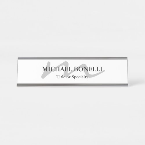 Trendy modern monogram initial professional  desk name plate