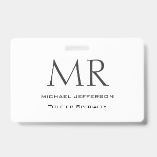 Trendy Modern Monogram Plain Minimalist Badge