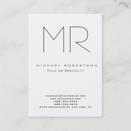 Trendy Modern Monogram Plain Minimalist Business Card