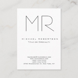 Trendy Modern Monogram Plain Minimalist Business Card