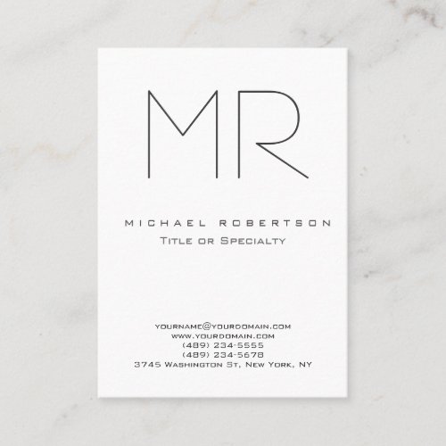 Trendy Modern Monogram Plain Minimalist Business Card