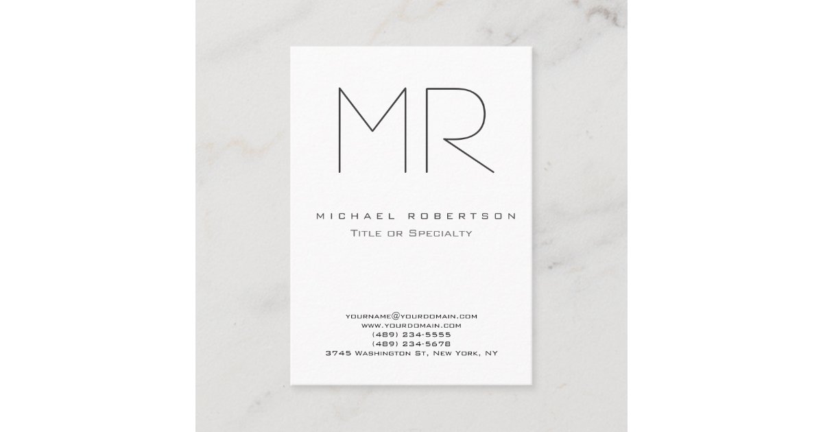 Trendy Modern Monogram Plain Minimalist Business Card | Zazzle