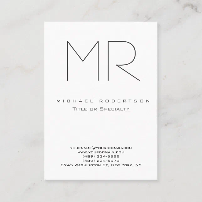 Trendy Modern Monogram Plain Minimalist Business Card | Zazzle
