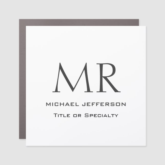 Trendy Modern Monogram Plain Minimalist Car Magnet (Front)