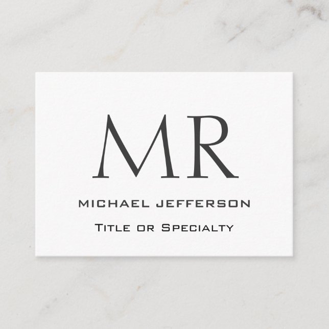 Trendy Modern Monogram Plain Minimalist Enclosure Card (Front)