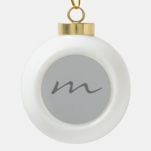 Trendy modern monogram professional ceramic ball christmas ornament