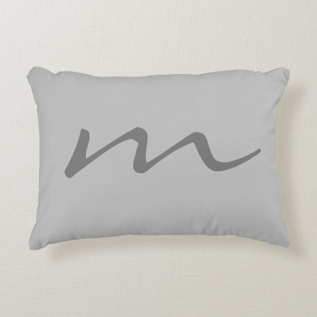 Trendy modern monogram professional grey accent pillow (Front)