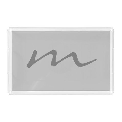 Trendy modern monogram professional grey acrylic tray
