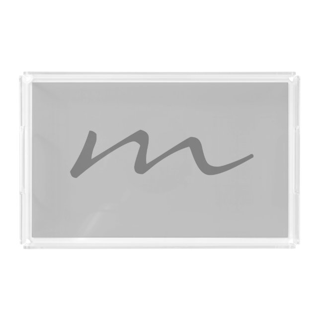 Trendy modern monogram professional grey acrylic tray (Front)
