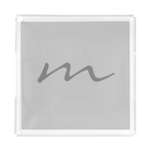 Trendy modern monogram professional grey acrylic tray