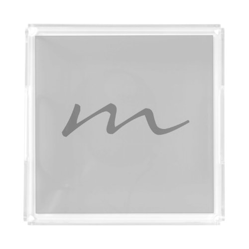 Trendy modern monogram professional grey acrylic tray