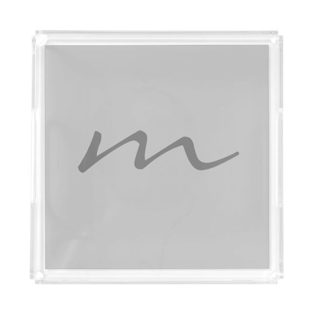 Trendy modern monogram professional grey acrylic tray (Front)