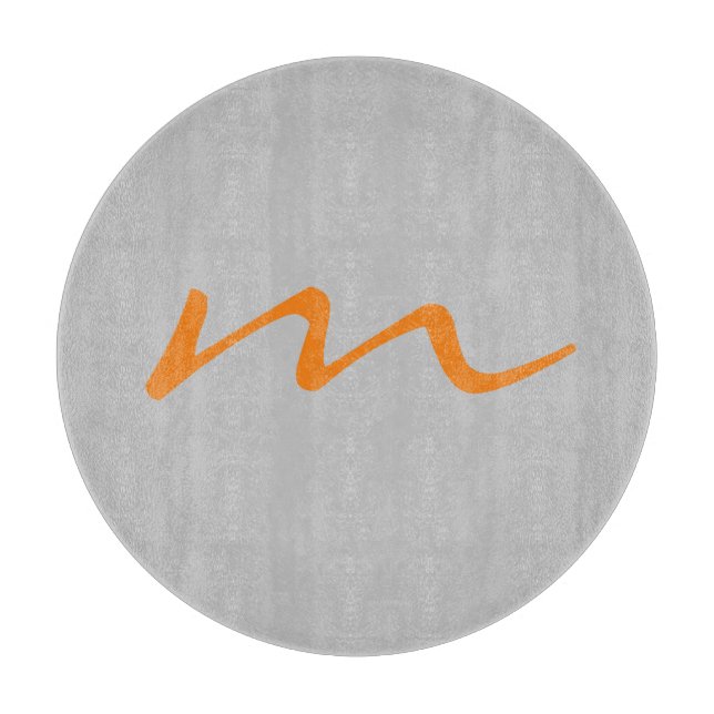 Trendy modern monogram professional grey cutting board (Front)