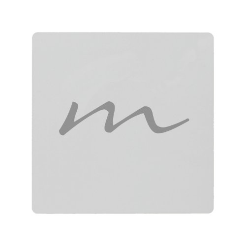Trendy modern monogram professional grey metal print