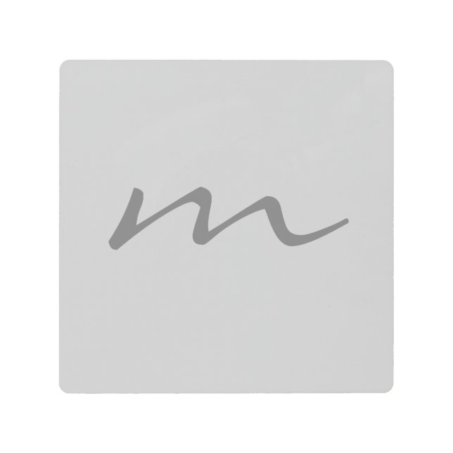 Trendy modern monogram professional grey metal print (Front)