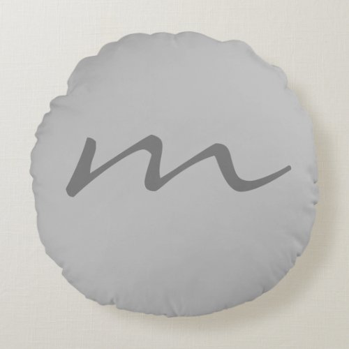 Trendy modern monogram professional grey round pillow