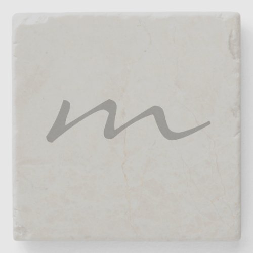 Trendy modern monogram professional grey stone coaster