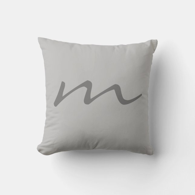 Trendy modern monogram professional grey throw pillow (Front)