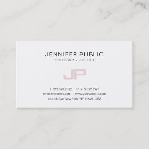 Trendy Modern Monogrammed Artistic Design White Business Card