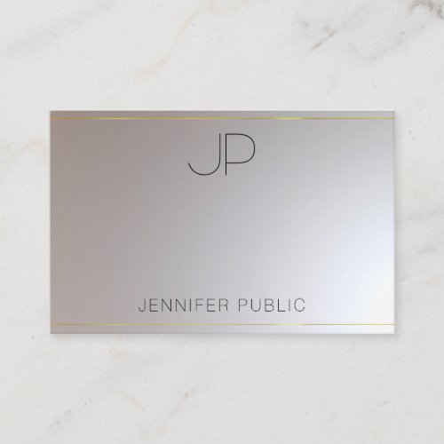 Trendy Modern Monogrammed Gold Silver Elegant Business Card