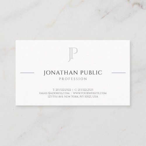 Trendy Modern Monogrammed Professional Template Business Card